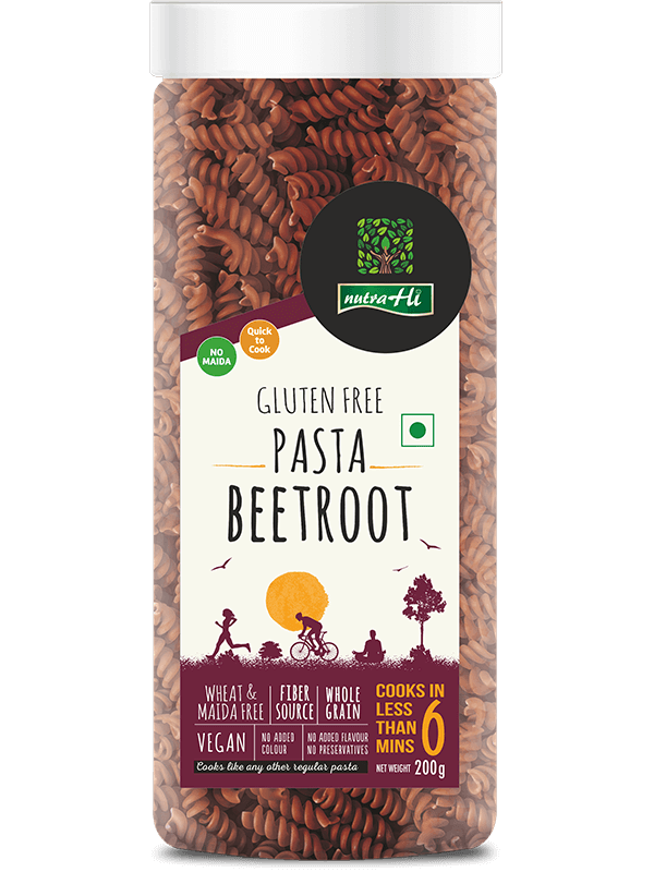 Description:
Beetroot Pasta, a blend of Beetroot and rice gives the benefit of both.
Key Ingredients:
Beetroot & Rice.