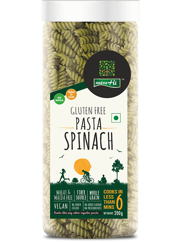 Description:
Spinach is high in fiber and vitamins. Kids who would avoid spinach would like to taste Nutra Hi Spinach Pasta.
Key Ingredients:
Spinach.