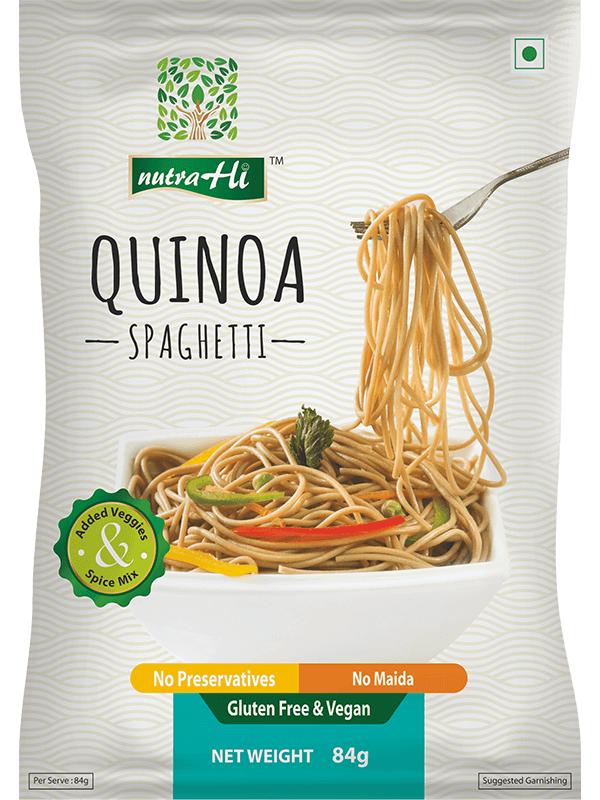Description:
Quinoa spaghetti is Gluten free and has high quality protein and energy in it.
Key Ingredients:
Quinoa.
