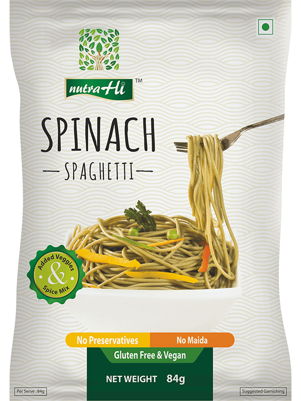 Description:
Spinach is high in fiber and vitamins. Kids who would avoid spinach would like to taste Nutra Hi Spinach Pasta.
Key Ingredients:
Spinach.